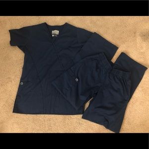 Navy blue wonder work XXS scrub set
